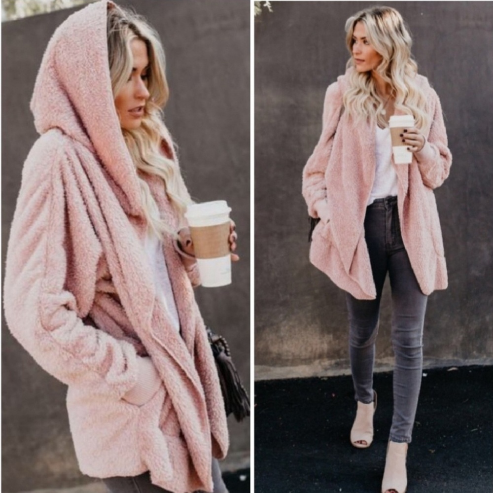 🆕️MAUVE PLUSH TEDDY SHERPA HOODED JACKET